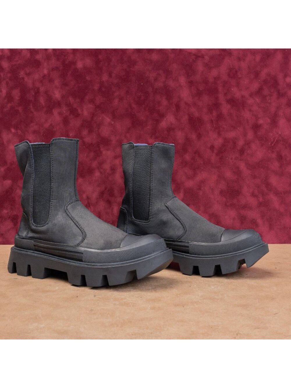 Jeffrey Campbell Women Tough Black Leather Festival Party Platform Chunky Boots